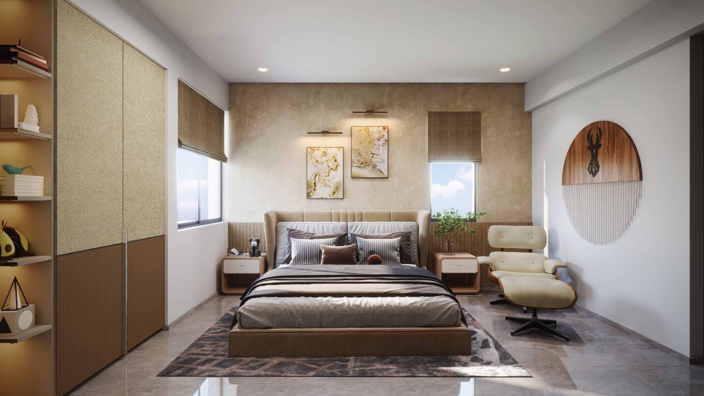 Master Bedroom at Courtyard of Life, Kodathi, Bengaluru (artist's impression)
