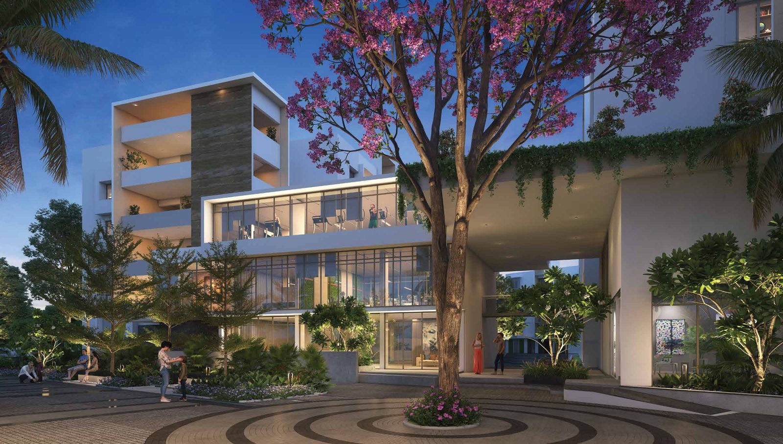The clubhouse at Courtyard of Life, Kodathi, Bengaluru — gym, banquet, indoor games and a multipurpose hall (artist's impression)