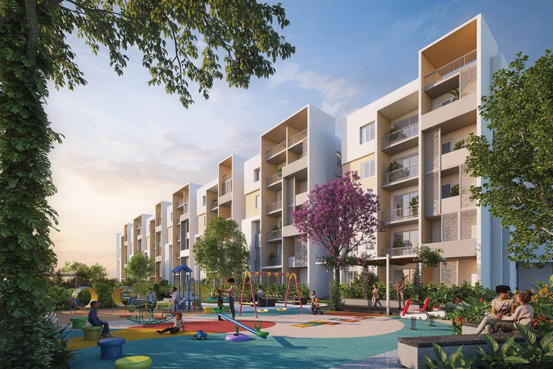Courtyard of Life — a low-rise garden community of 3 BHK homes around a landscaped courtyard and children's play area at Kodathi, Bengaluru (artist's impression)