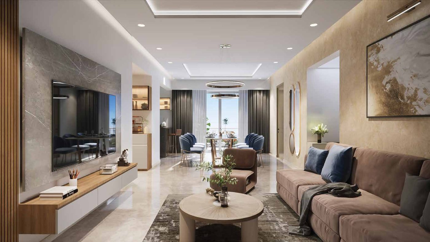 Living Room at Courtyard of Life, Kodathi, Bengaluru (artist's impression)