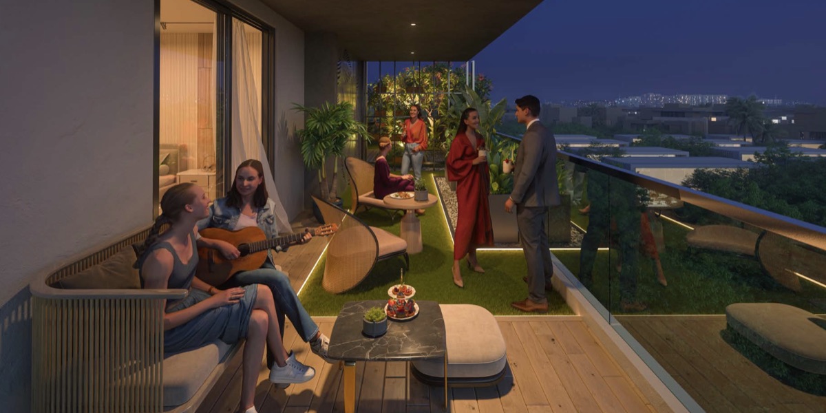 Evening on the Balcony at Destino, Puppalguda (artist's impression)
