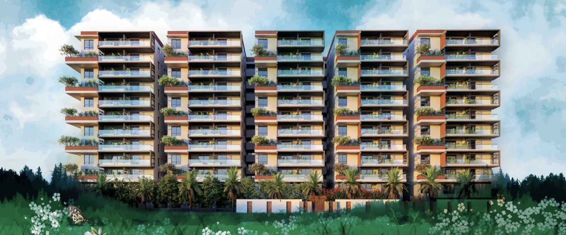 Destino — a biophilic gated community of 2, 3 & 4 BHK residences with vertical plantation at Puppalguda, Hyderabad (artist's impression)