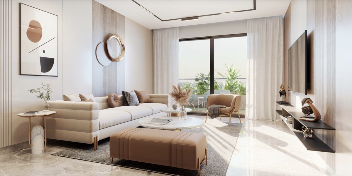 Living Room at Destino, Puppalguda (artist's impression)