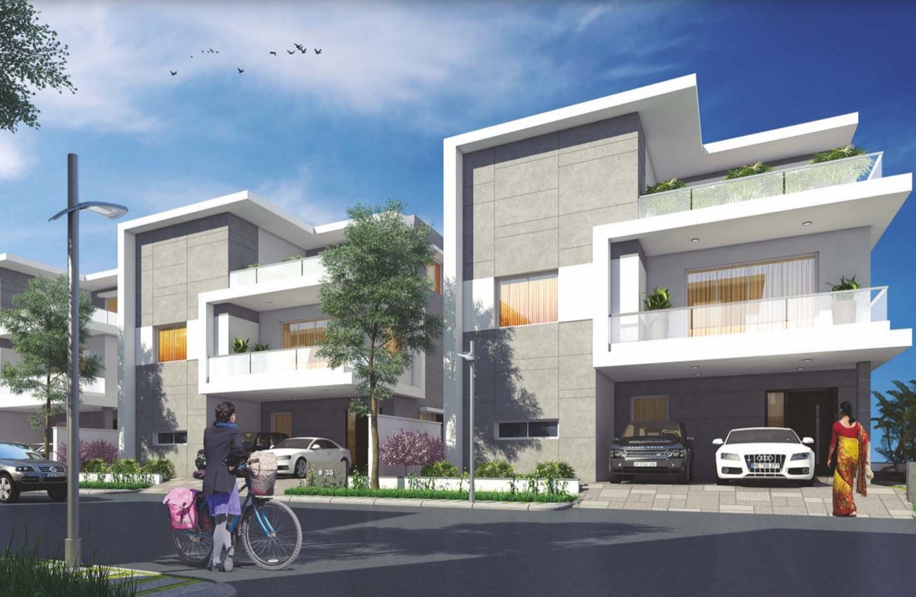 La Casa — triplex villa street elevation by day
