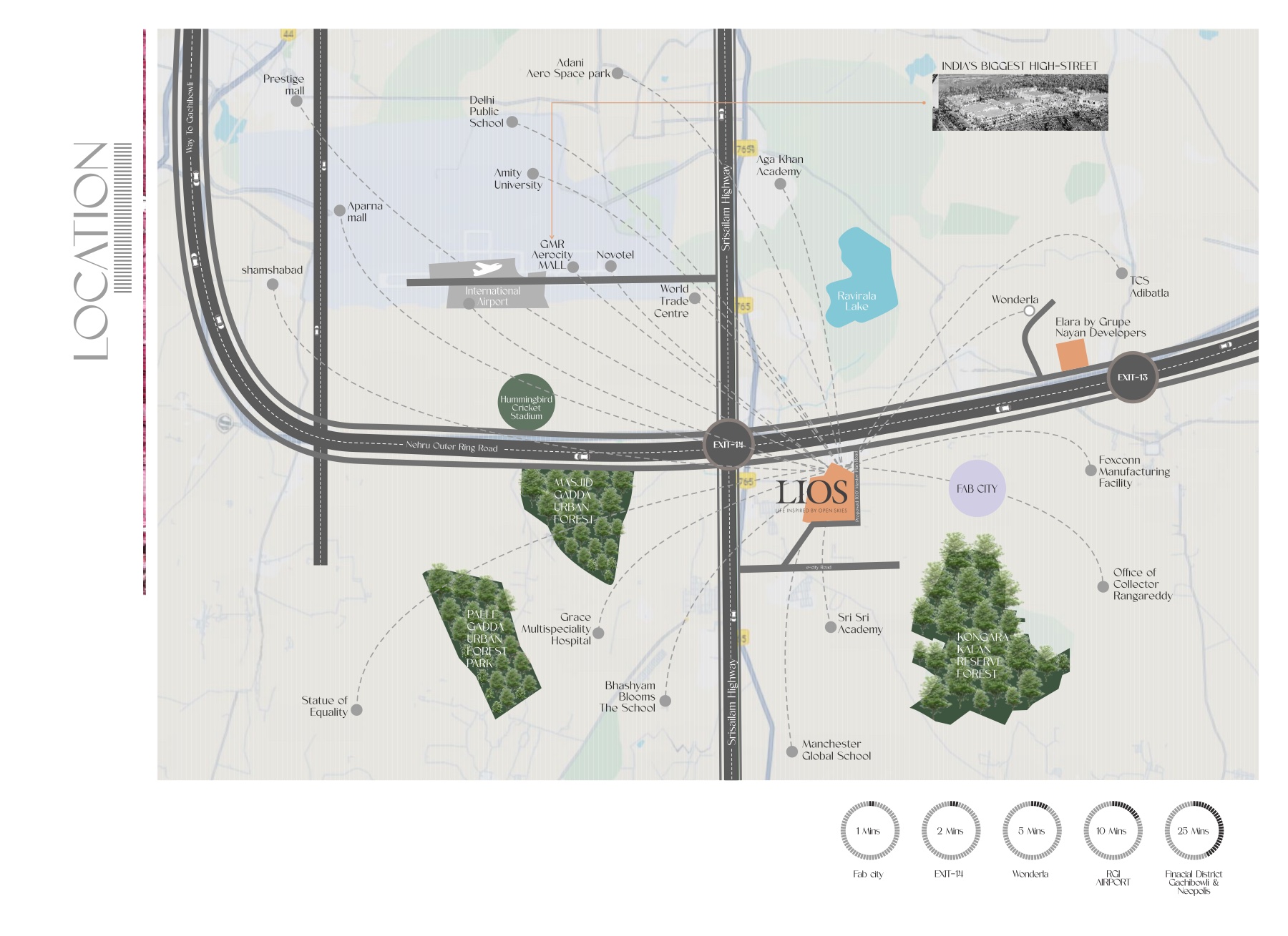 LIOS brochure location map near Fab City and ORR Exit 14