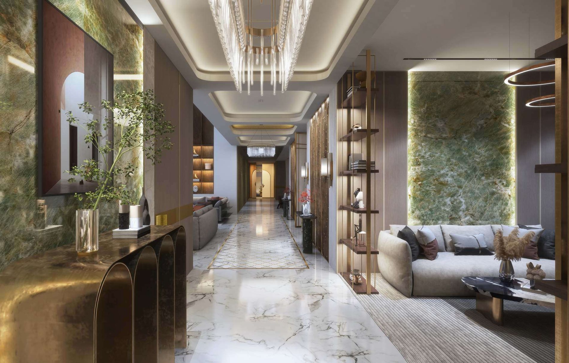 Grandiose entrance galleries