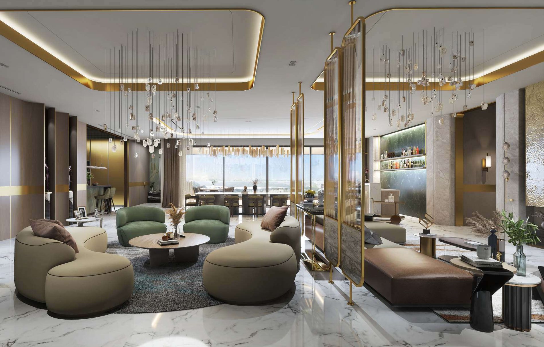 Sprawling family zones inside the sky residences