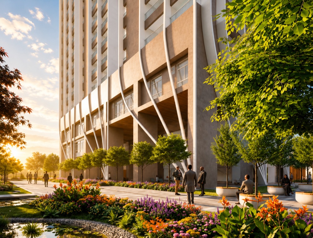 Arrival & Flower Gardens at Navanaami One, Kokapet (artist's impression)