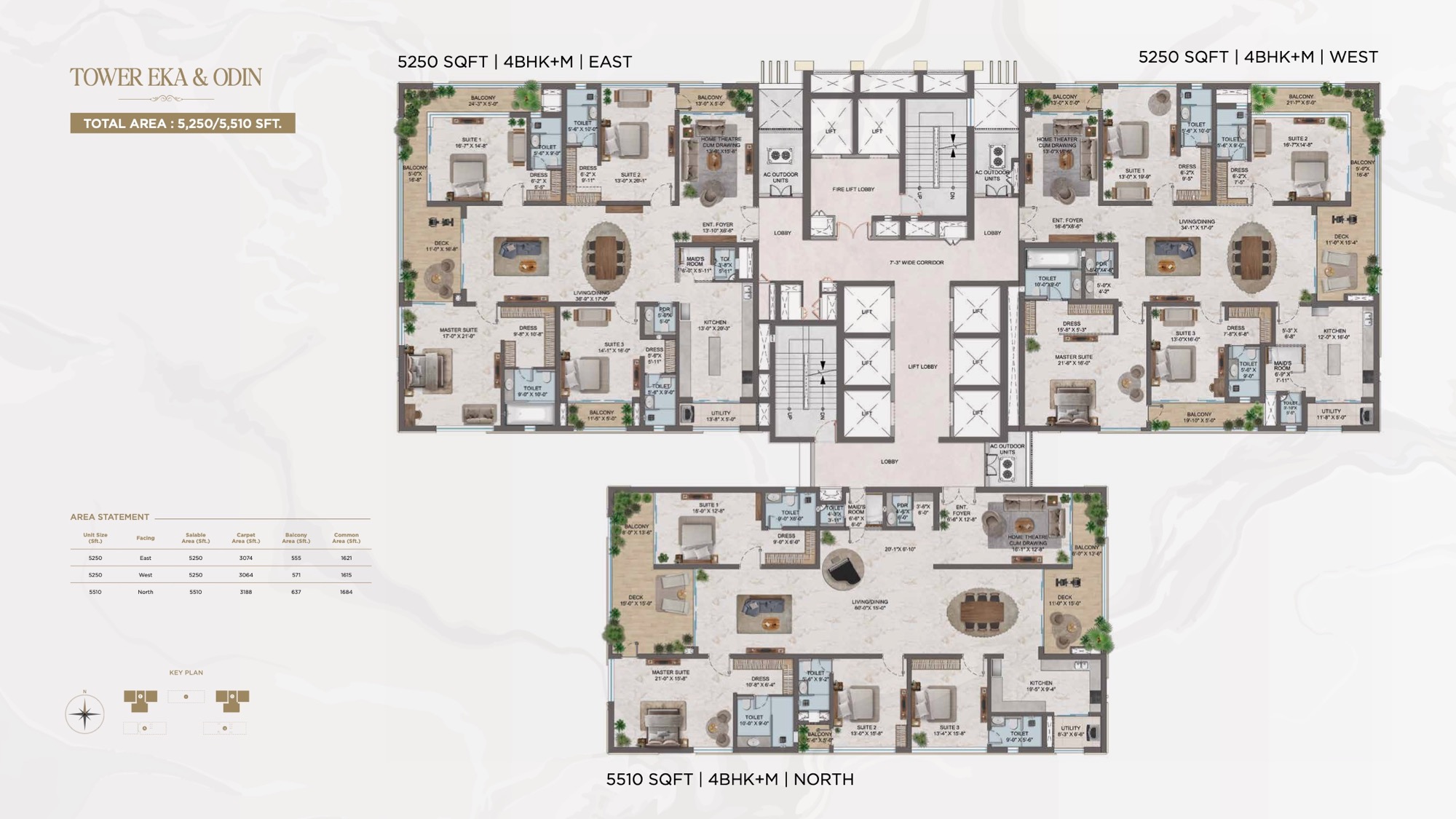 5,250 / 5,510 Sft · EKA & ODIN floor plan from the One by MSN presentation