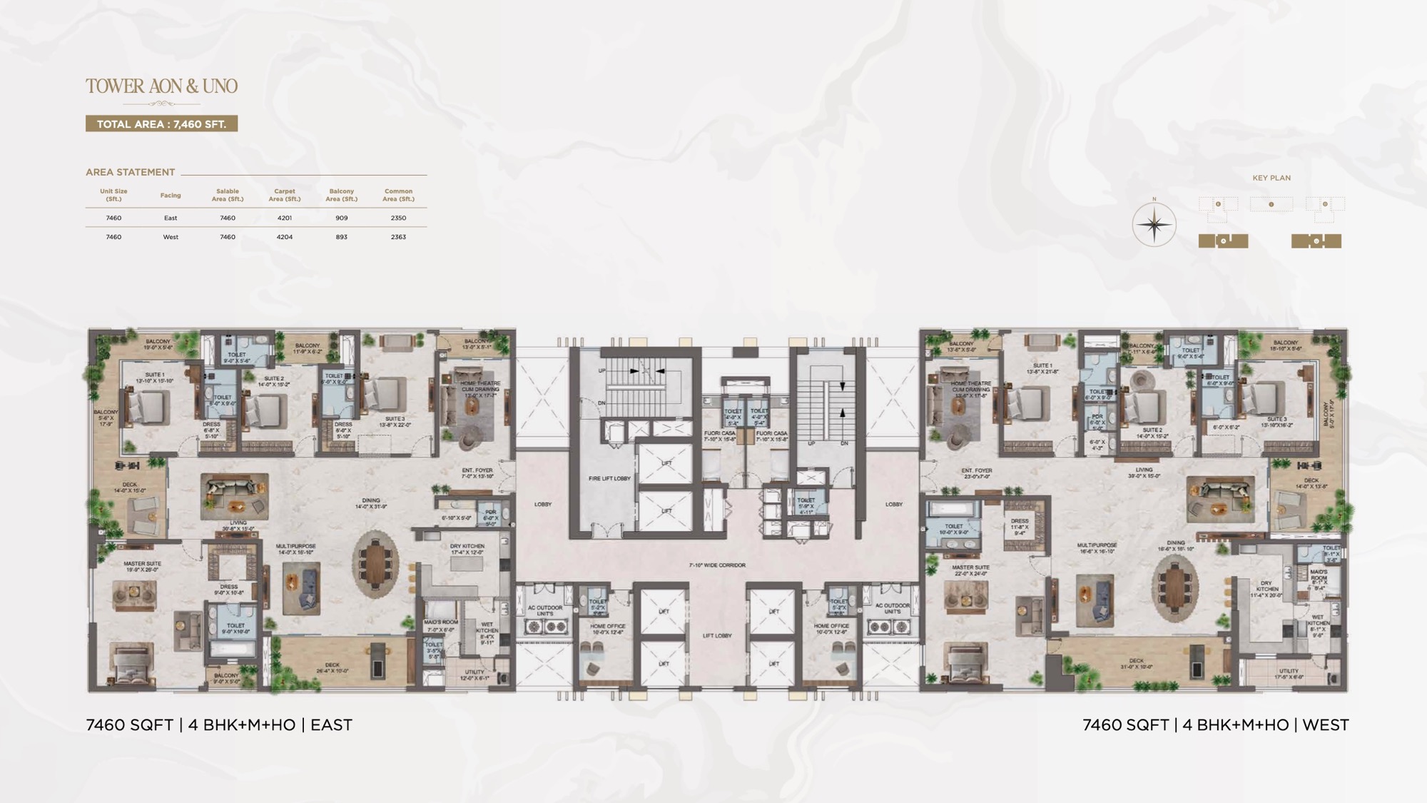 7,460 Sft · AON & UNO floor plan from the One by MSN presentation