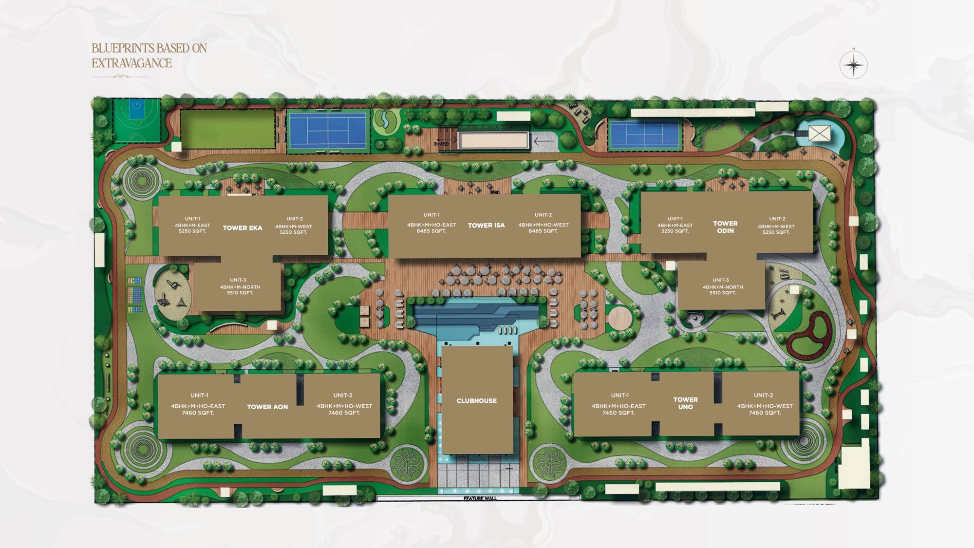 One by MSN master plan showing towers AON, UNO, EKA, ISA and ODIN