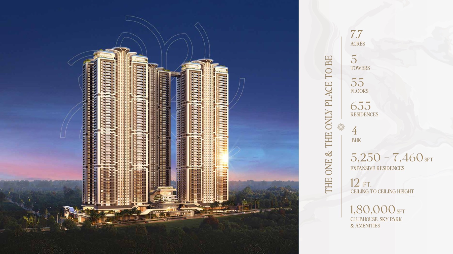 One by MSN five-tower elevation and project scale from the presentation