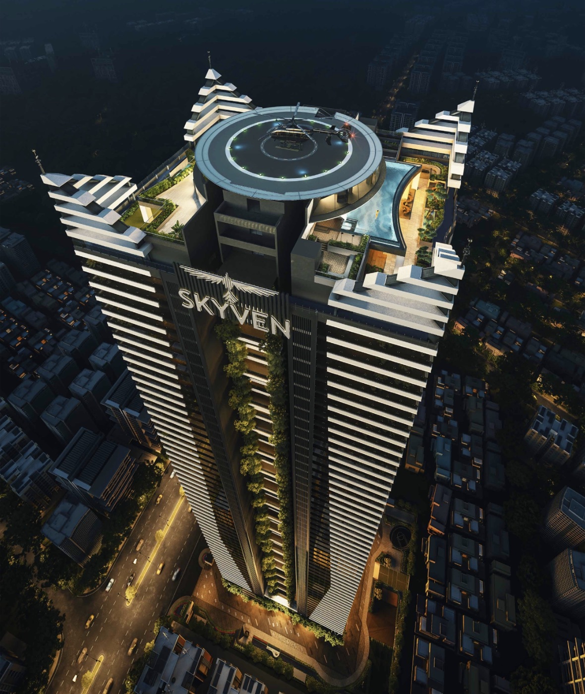 Skyven — rooftop Club Everest crowned with a helipad atop the 755 ft tower (artist’s impression)