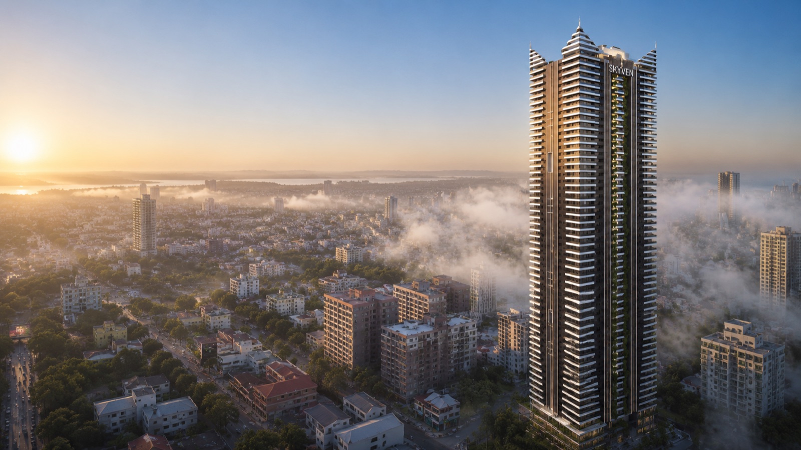 Skyven Gandipet — a single 63-floor, 755 ft ultra-luxury sky tower over Gandipet, Kokapet (artist's impression)